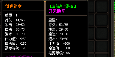 创世开天装备对比图